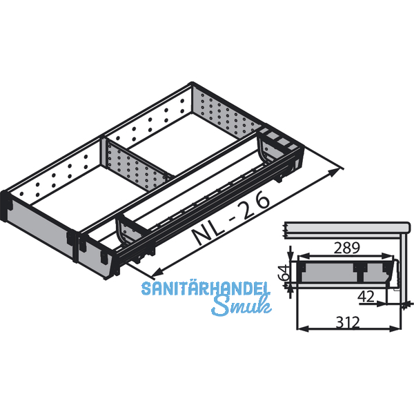 BLUM ORGA-LINE Besteckeinsatz/Facheinteilung Set ZSI.XXXKI3N, Nennlnge 550 mm