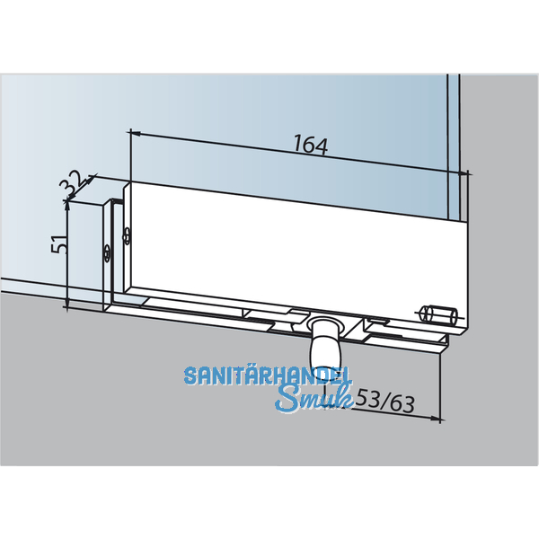 Oberlichtbeschlag DORMA PT 30 m. Zapfen  15 mm, silber eloxiert (03.120)