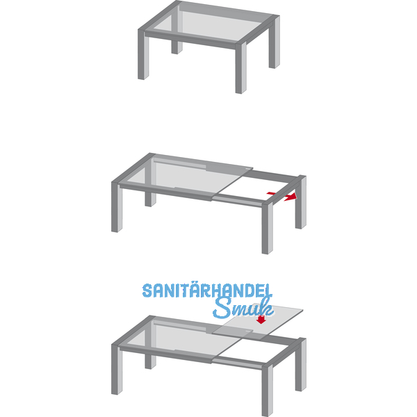 Ausziehtischfhrung ALU 77 FRONTSLIDE, Auszugsweg 1210 mm, Lnge 1315 mm, Alu
