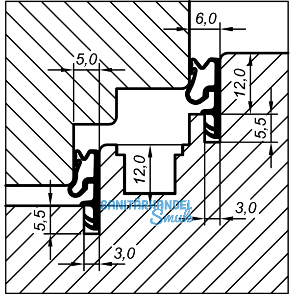 Flgelfalz- / berschlagdichtung ACF 5005 H, Kunststoff anthrazit