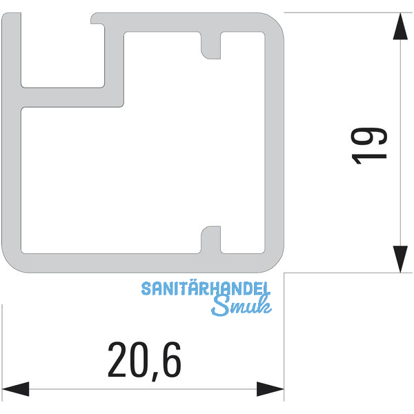 Glasrahmenprofil schmal, Länge 2500 per Stange, Aluminium natur