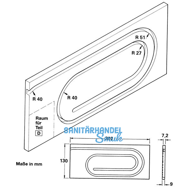 Standard Rollladenschnecke, MDF- Platte mit Kunststoffgleitprofil transparent