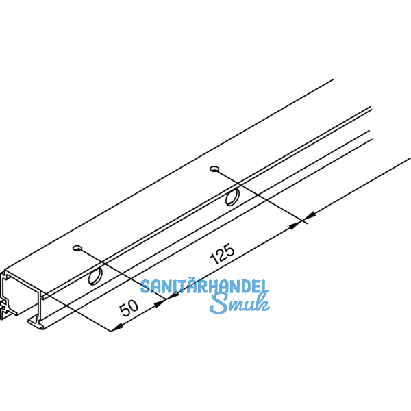 EKU DIVIDO 100 Combi-Laufschiene gelocht, Lnge 2500 mm, Aluminium