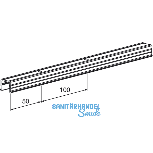 EKU REGAL/COMBINO H/GR Einfachfhrungsschiene, Alu, gelocht, L - 2500