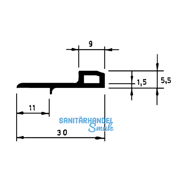 Schlagleiste mit Nase, L 2500 mm, Kunststoff wei