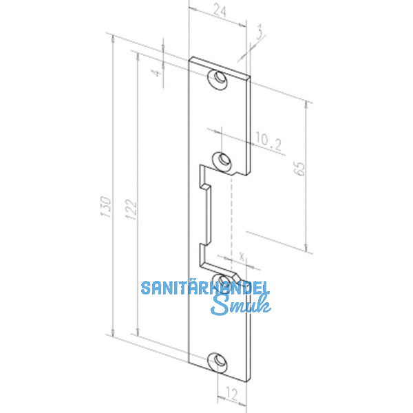 Flachschlieblech kurz KL, 24 x 130 x 3 mm, 09640-01, Stahl verzinkt