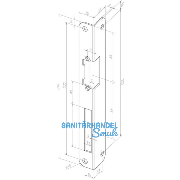 Winkelschlieblech IW rund, links, 25x32x250x2 mm, Edelstahl (32435-04)