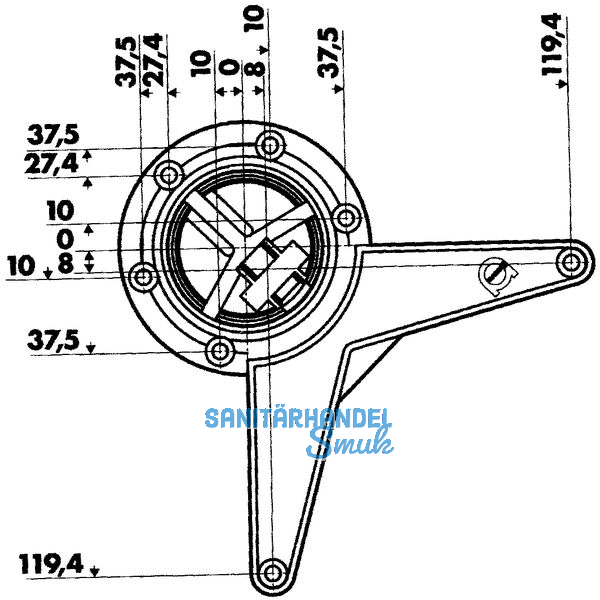 Ersatz-Befestigungsplatte oben - Tischfiuss zylindrisch/Aluminium  80 mm