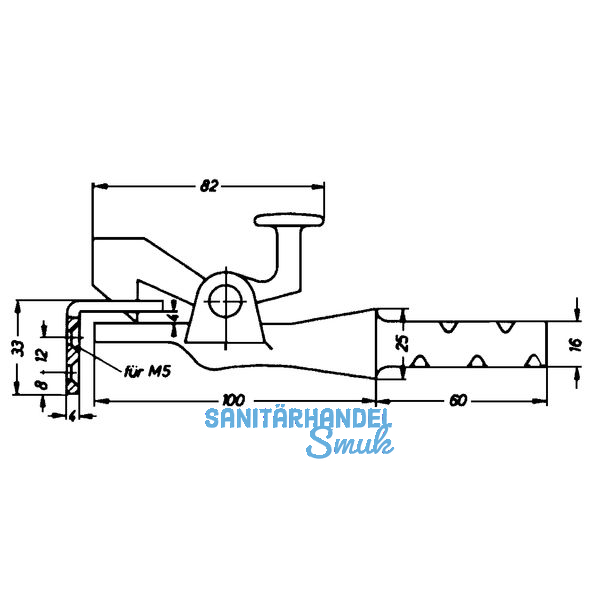 Torhalter Gr. 1, Lnge sichtbar 110 mm, Wandmontage, Temperguss schwarz lackiert