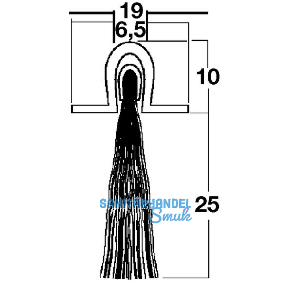 Trdichtungsbrste m. U-Profilleiste, 2000 mm, Borsten natur, Alu natur