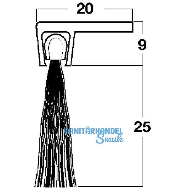 Trdichtungsbrste m. Winkelprofilleiste, 2000 mm, Borsten natur, Alu natur