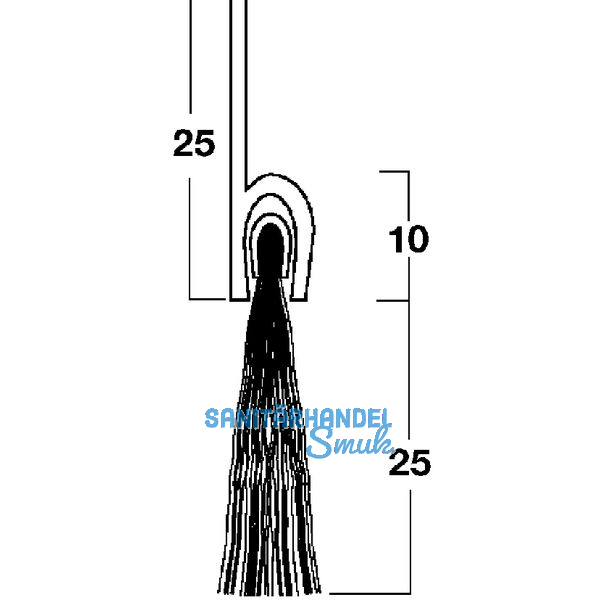 Trdichtungsbrste m. gerader Leiste, 2000 mm, Borsten natur, Alu natur