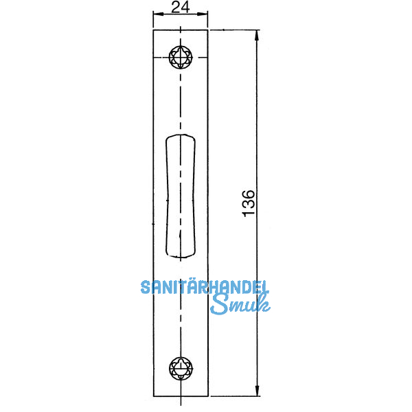 Schlieblech flach f. Rohrrahmen-Riegelschloss, 136 x 24 x 3 mm, Edelstahl