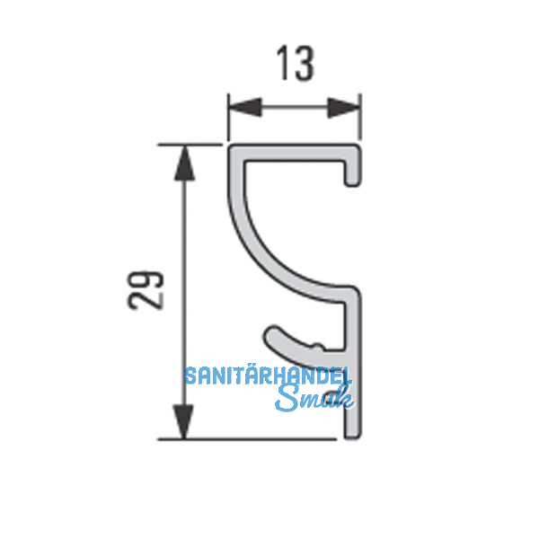 Design Alu-Sockelprofil oben 5000 mm, Edelstahl Effekt