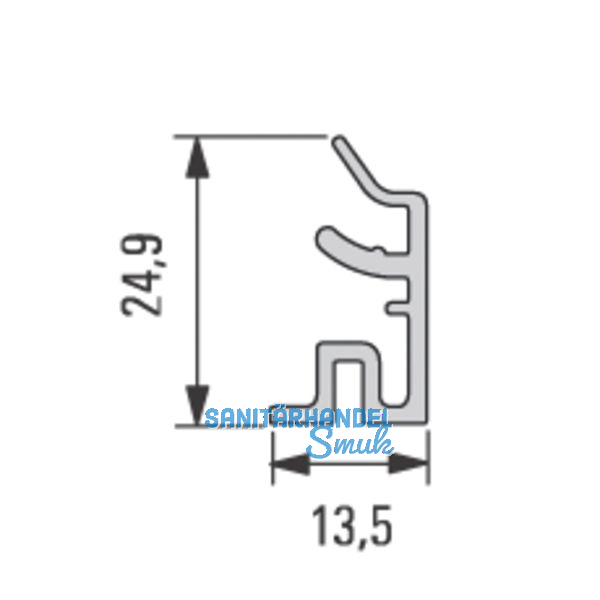 Design Alu-Sockelprofil unten 5000 mm, Edelstahl Effekt