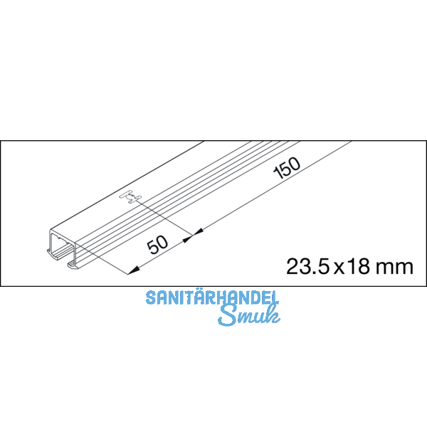 EKU CLIPO 26/36 Laufschiene gelocht zum Schrauben, 2,5 m