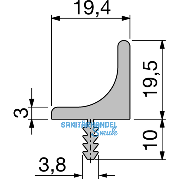 Griffleiste Amros Lnge 5000 mm, ablngbar, Aluminium Edelstahl Effekt