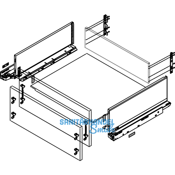 BLUM LEGRABOX pure SET H C, TIP-ON, 40kg, NL 500, Seidenwei