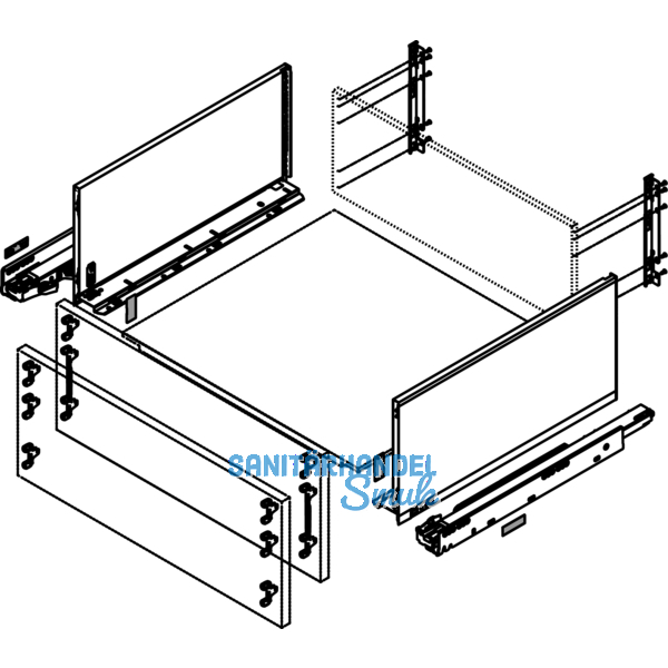 BLUM LEGRABOX pure SET H F, TIP-ON, 70kg, NL 500, INOX