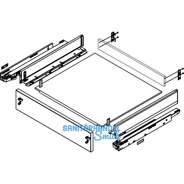 BLUM LEGRABOX pure SET H M, TIP-ON, 70kg, NL 600, INOX