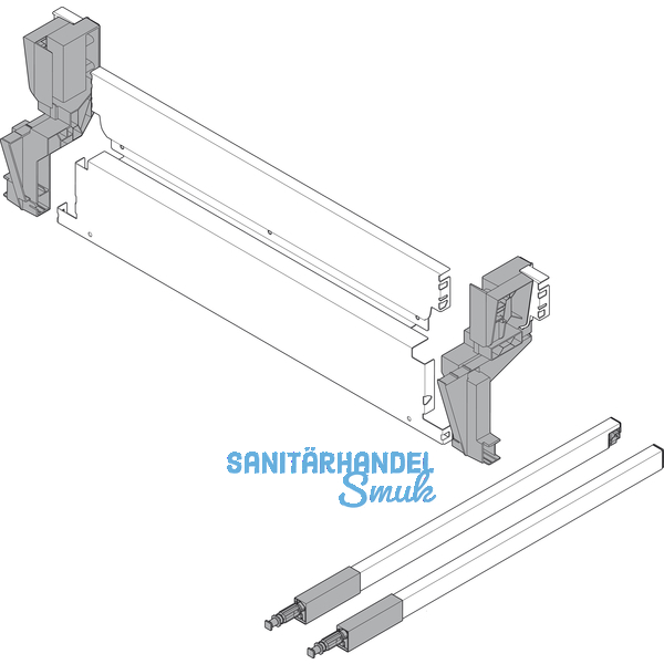 BLUM Rckwand Set fr Mllauszug hngend eins2fnf, KB 600 mm, Stahl grau