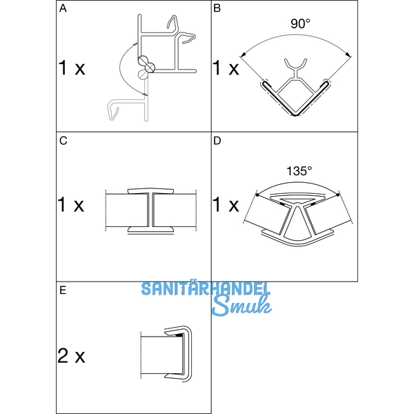 Ganitur Sockelblendenprofil- Zubehr; H: 100mm; wei hochglanz foliert