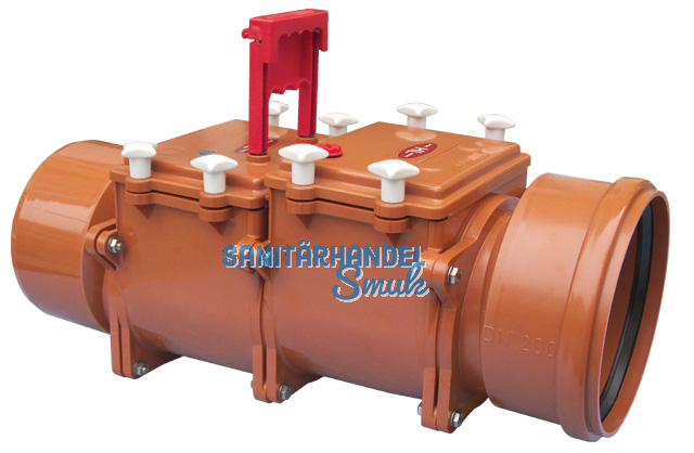 HL720.2 RStauverschl. DN200 m. 2 Niroklappen u. Handabsperrung