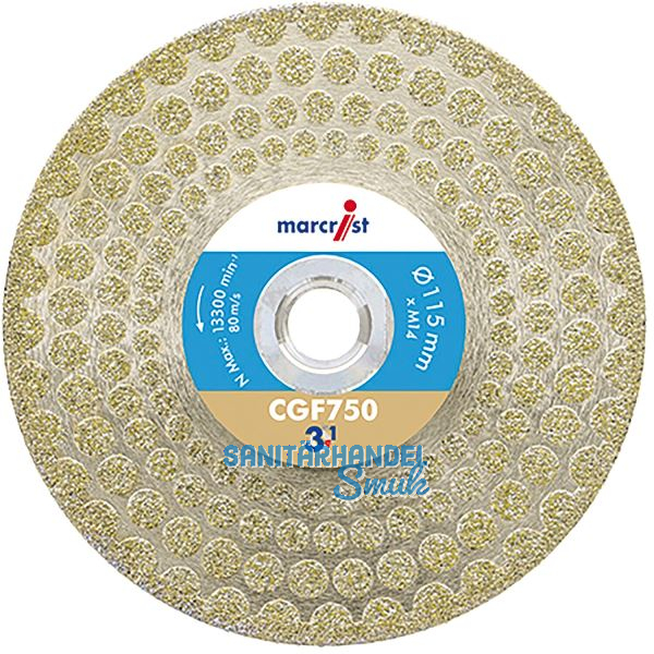 MARCRIST Diamant Trenn-Schleifscheibe CGF750 115 mm 3in1