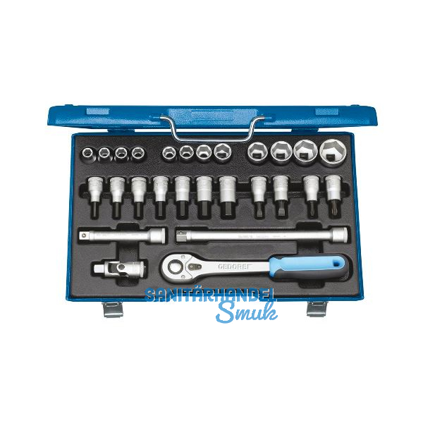 GEDORE Steckschl�ssel-Satz 19IMU-10 1/2"vierkant mit Umschaltknarre 27-teilig