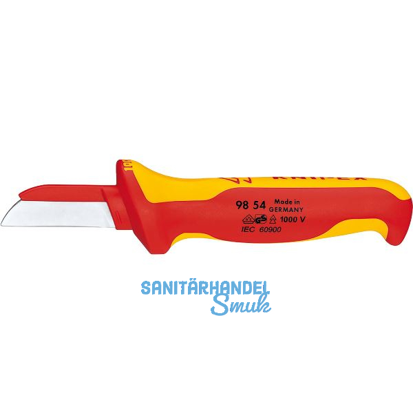 KNIPEX Kabelmesser VDE 9854, gerade Schneide mit KS-R�cken Klinge 50 mm L=190 mm