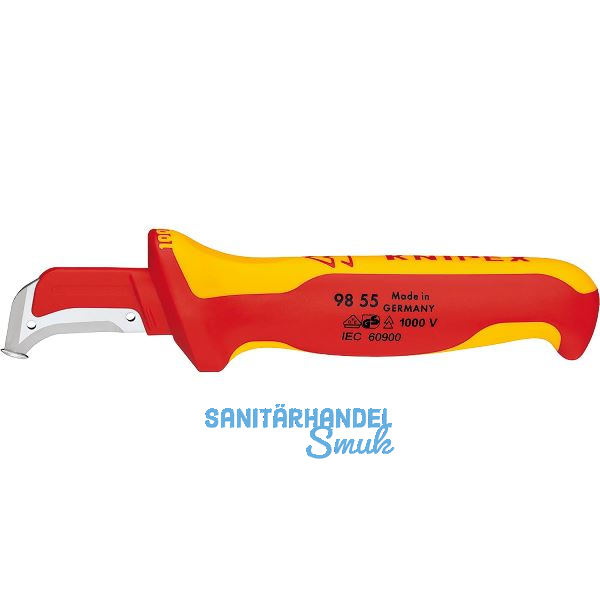 KNIPEX Kabelmesser VDE 9855, Hakenklinge, Gleitschuh, Klingenl�nge 38mm, L=180mm
