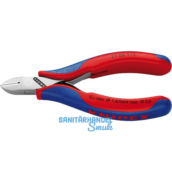 KNIPEX Elektronik-Seitenschneider 7702 DIN 9654 rund, kleine Facette, L=115 mm