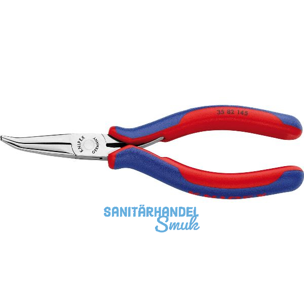 KNIPEX Elektronik Greifzange 3582 DIN 9655 flach-rund Backen 45�, 2K, L=145 mm
