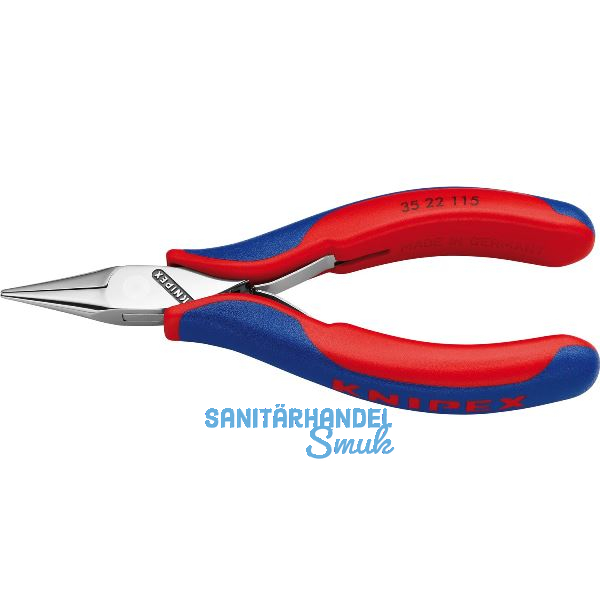 KNIPEX Elektronik Greifzange 3522 DIN 9655 flach-runde Backen, 2K, L=115 mm