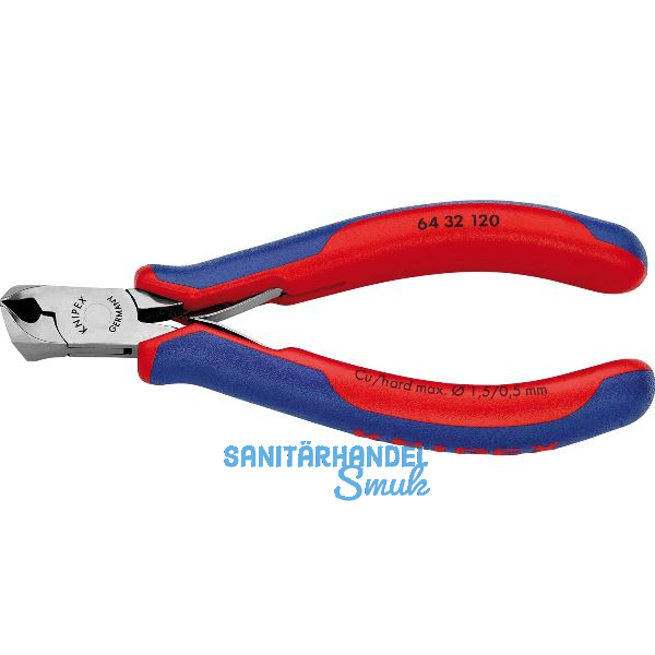KNIPEX Elektronik-Vornschr�gschneider 6432 DIN 9654 kleine Facette, 2K, L=120 mm