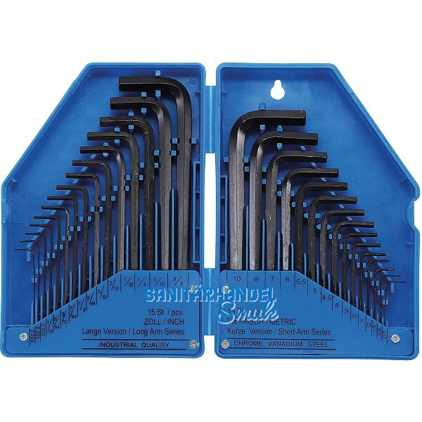 BGS Sechskant-Stiftschl�ssel-Satz Metrisch/Zoll 30-teilig