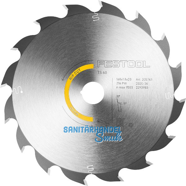 FESTOOL Panther Kreiss�geblatt HW � 168 x 20 x 1,8 Z�hne 16 Wechselzahn Panther