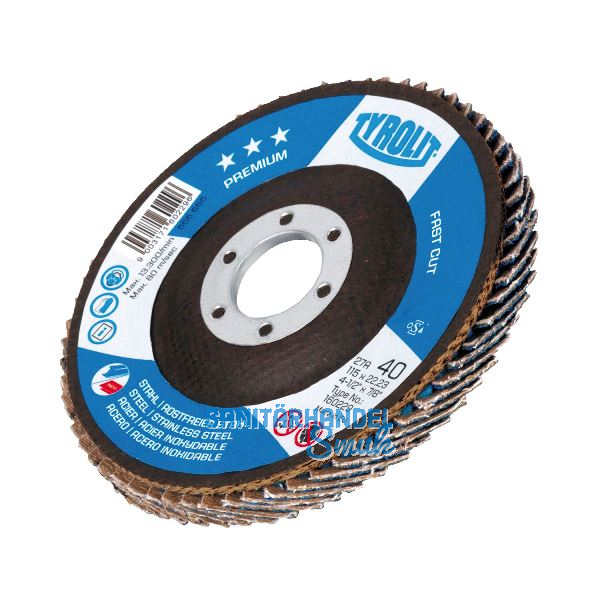 TYROLIT Schleiflamellenteller Fastcut Premium***gekr�pft � 125 mm Korn 40