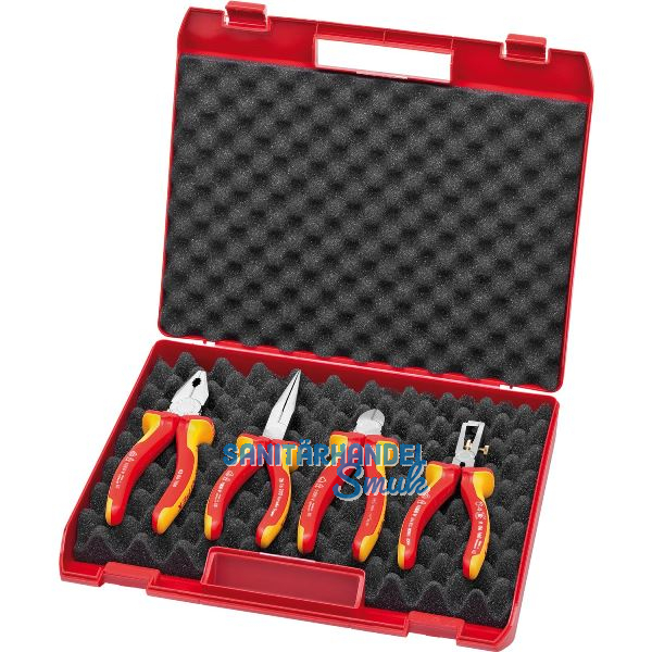 KNIPEX Zangen-Set VDE 4-tlg.Kombi-,Flachrund-, Abisolierzange, Seitenschneider