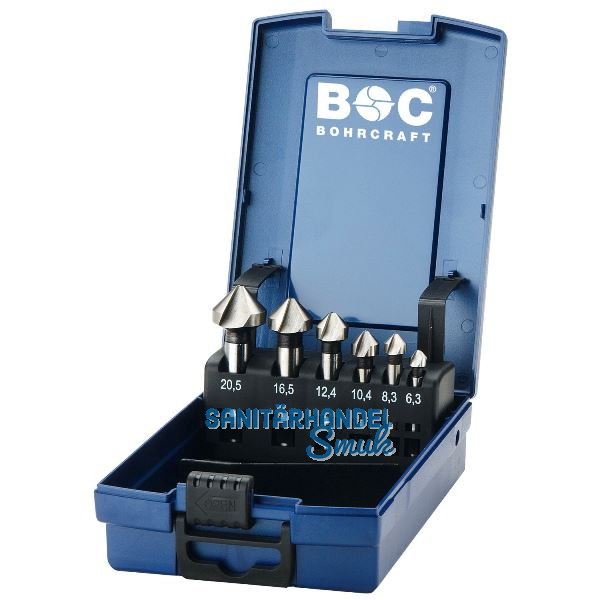 BOHRCRAFT Kegelsenker-Satz DIN335C Z=3 90 Grad HSS 6-teilig i.Kunststoffkassette
