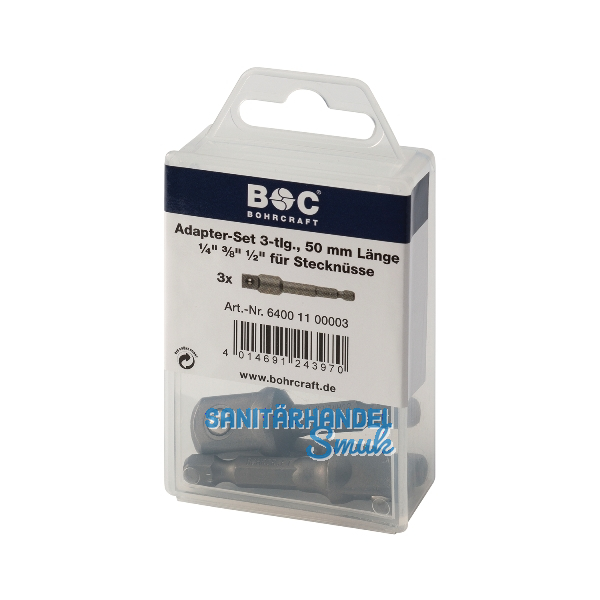 BOHRCRAFT Bit Adapter-Satz 1/4", 3/8", 1/2" L�nge 50 mm 3-teilig