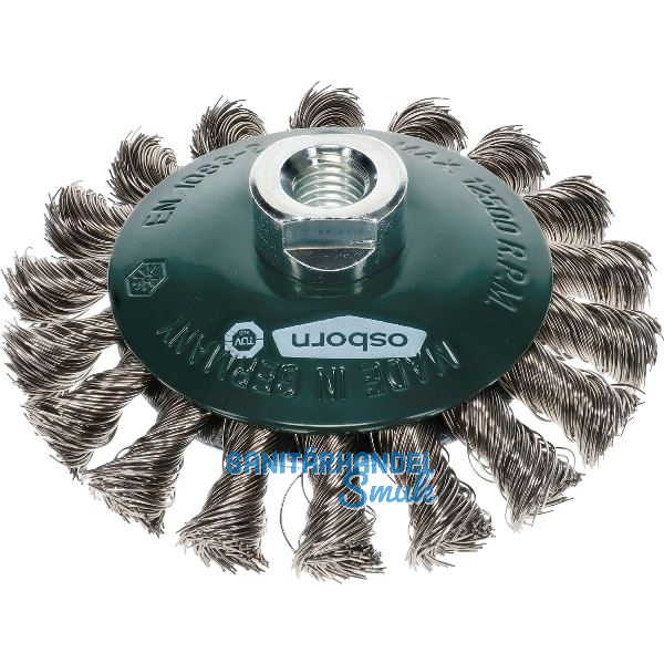 OSBORN Kegelb�rste mit Gewinde 115 x 15 x 20 mm rostfreier Stahldraht gezopft
