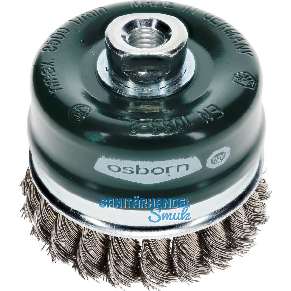 OSBORN Topfb�rste 80 x 20 mm rostfreier Stahldraht gezopft M14