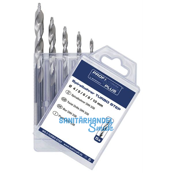 BOHRCRAFT Bohrer-Kassette Turbo Step KG13 DIN338 HSS-G � 4-10 mm 5-teilig