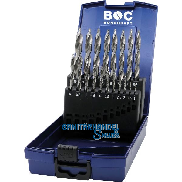 BOHRCRAFT Bohrer-Kassette Turbo Step KG13 DIN338 HSS-G � 1-10 mm 19-teilig