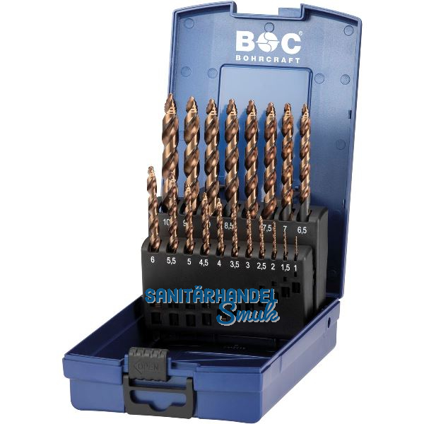 BOHRCRAFT Bohrer-Kassette Turbo Step DIN338 HSS-E Co5 � 1-10 mm 19-teilig