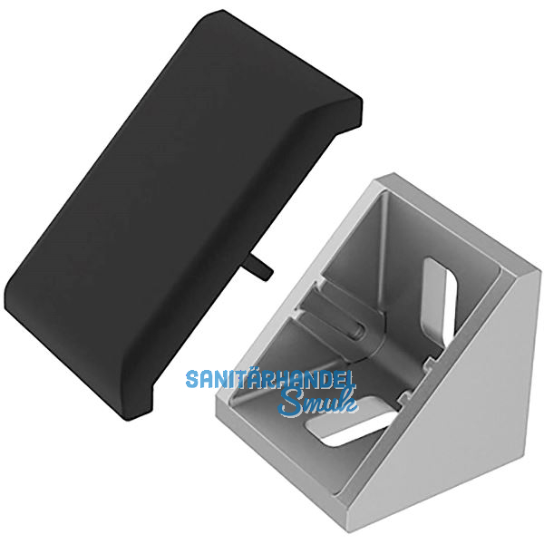 FATH Zinkwinkel 30 x 30 mm pulverbeschichtet alufarbig inkl. Abdeckkappe Nut 6