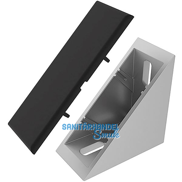 FATH Zinkwinkel 40 x 80 mm pulverbeschichtet alufarbig inkl. Abdeckkappe Nut 8