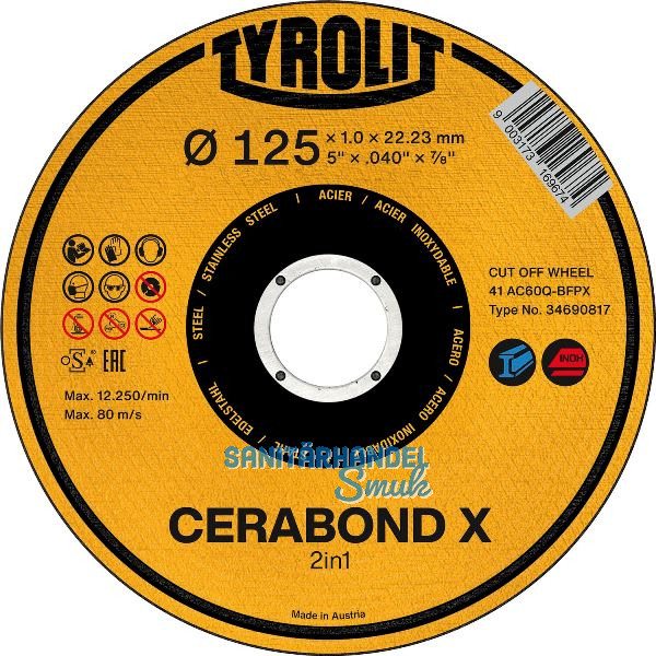 TYROLIT Trennscheibe gerade Cerabond X Premium*** 125 x 1,0 mm 2in1 Form 41
