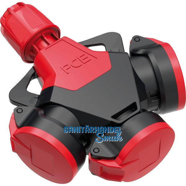 PCE 3-Wegekupplung TAURUS2 Vollgummi 3-polig mit Deckel LED IP54